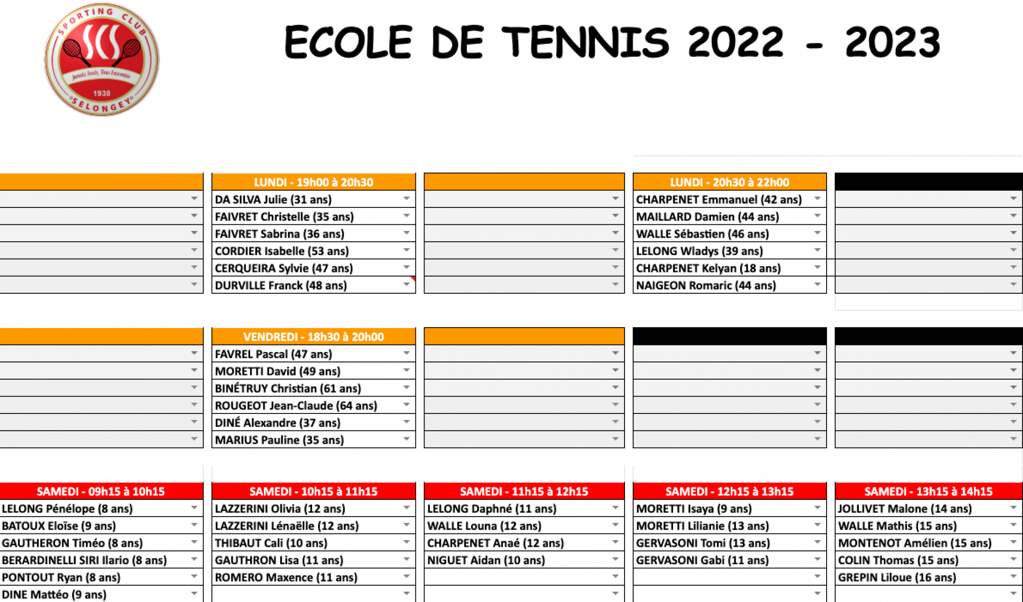 Reprise de l école de tennis le novembre SCS Selongey Tennis